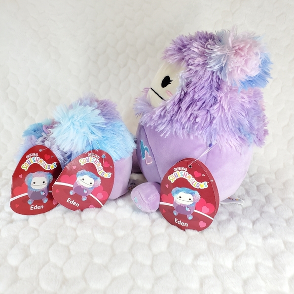 Eden Squishmallow 8 Inch 5 Inch Clip Purple Bigfoot Valentines Day Collectible - Picture 2 of 7